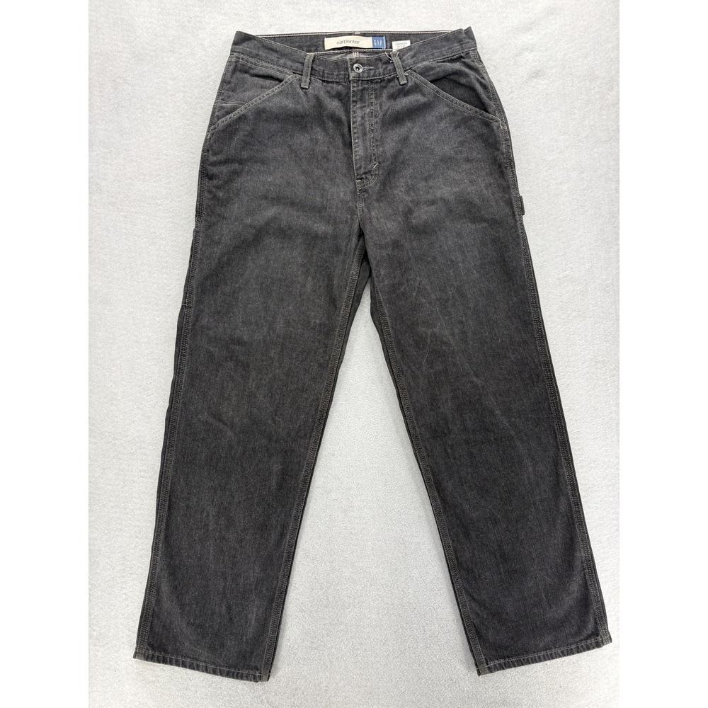 Vintage Gap Carpenter Jeans Mens 34x32 Gray Charcoal Relaxed Straight Denim Y2K